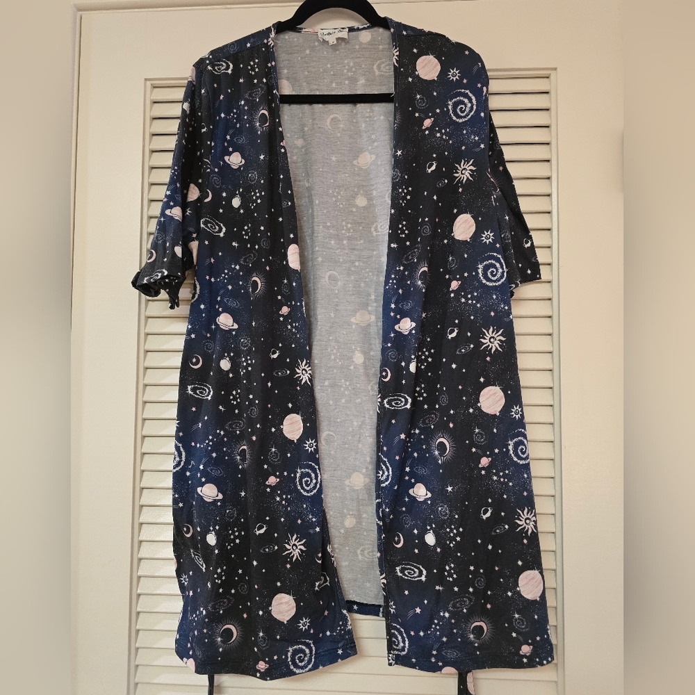 Breakfast For Dinner - Galaxy Space Pattern Lightweight Robe With Pockets